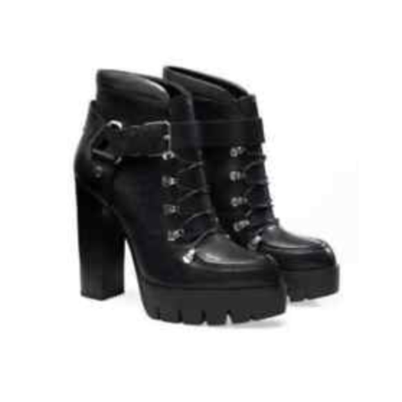 Zara Leather High Heeled Platform Ankle Boots - Picture 1 of 2